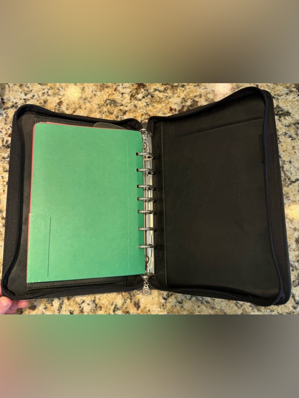 Franklin Covey Black Signature Leather Zipper Planner Binder - Picture 5 of 8